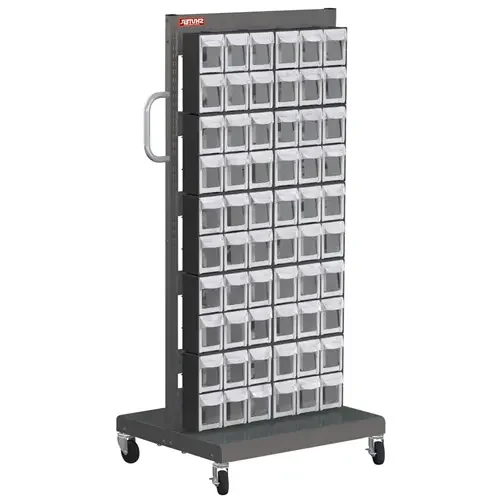 1010544 Shopsol Mobile Parts Cart – Flip Out Bin, 60 Bins