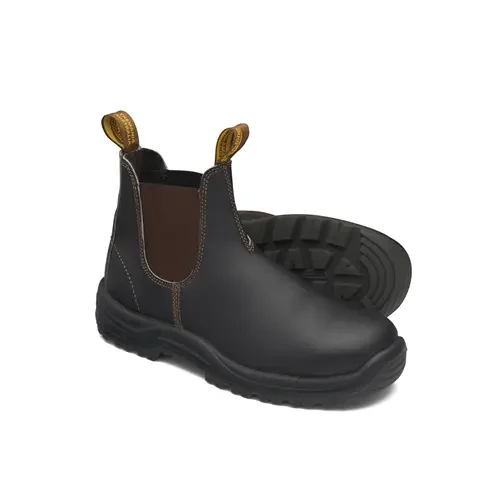 172-105 Blundstone Steel Toe Elastic Side Slip-On Boots, Kick Guard, Water Resistant, Stout Brown, Au Size 10.5, Us Size 11.5