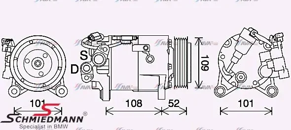 Aircondition compressor without magnetic clutch 64525A5C713 64 52 5 A5C 713 5A5C713