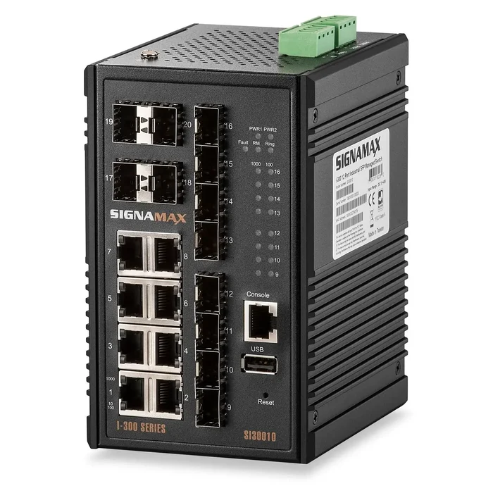I-300 16 Port (8 SFP) Industrial Managed Gigabit Switch with 4 SFP Ports – Signamax FO-SI30010