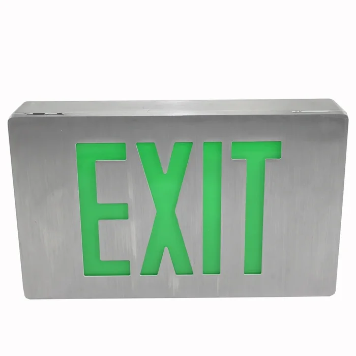 ISOLITE LPDCN GREEN DIE-CAST BRUSHED ALUMINUM LED EXIT SIGN