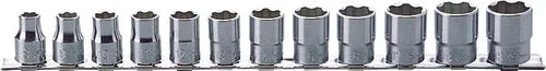 Ko-ken Tools 12 Piece 3/8 Sq. Dr. Surface Drive, 6 Point, Chrome, Metric Socket Set
