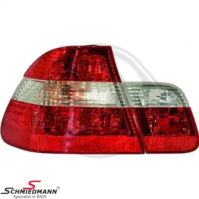 Taillight set crystal optic, clear glass red/white