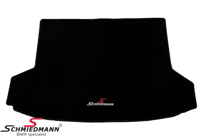 Trunk mat black fabric with Schmiedmann logo