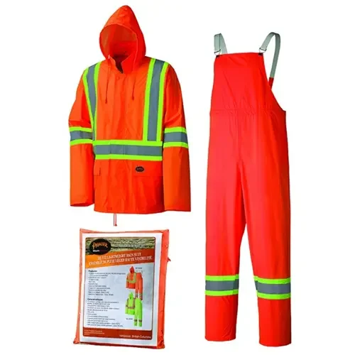 V1080150U-M Pioneer Pioneer – Lightweight Hi-Vis Safety Rainsuit – Hi-Viz Orange – Size Medium