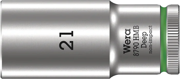 Wera 8790 HMB Deep (3/8 ” Drive Sockets – deep – 6-point) 3/8 ” Deep Socket SW 21 green 05004543001