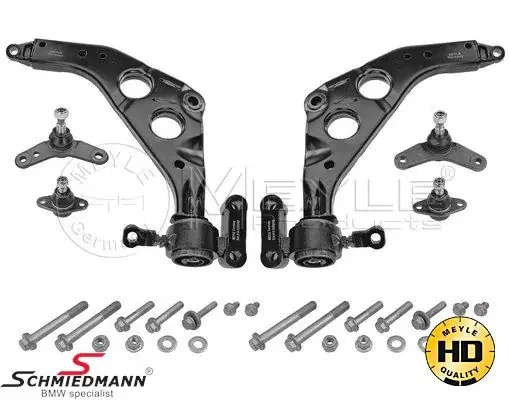 Wishbone/rod-set Meyle alloy Heavy Duty with rubber mounting/holder complete L.+R.-side 3160500070H 31 60 5 000 70H 500070H